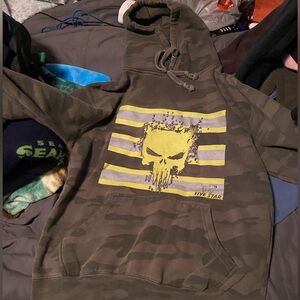 Medium green with skull safety hoodie
